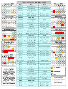 JrSr High Calendar - Calvary Christian School